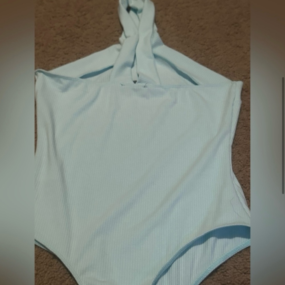 Blue Bodysuit Halter Top - Picture 4 of 8